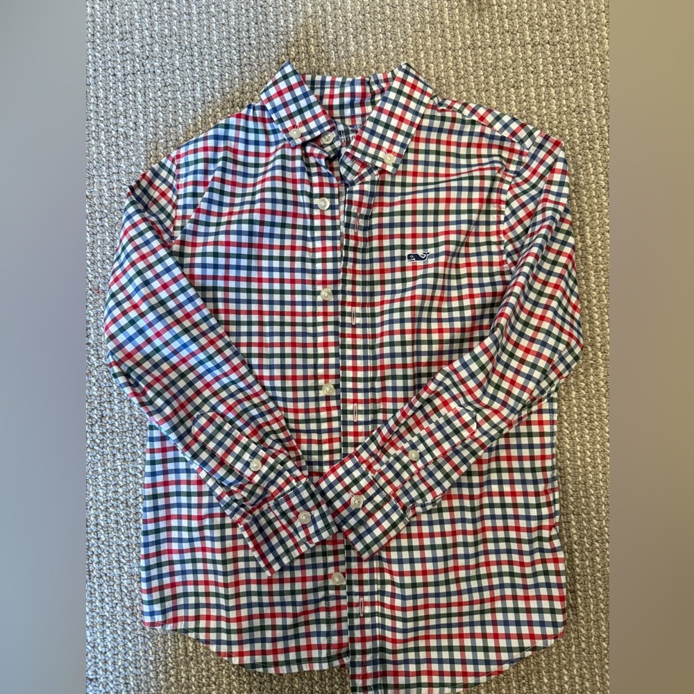 Boys Vineyard Vines Tattersall Performance Shirt (Size 5)
